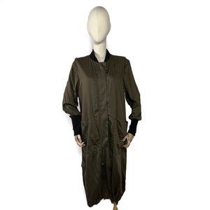 SOIA & KYO long green military bomber dress/trench sz M